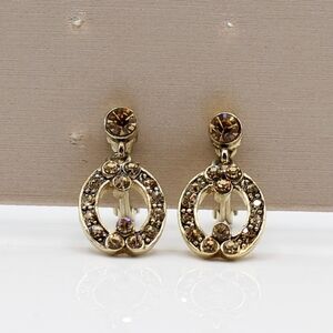 Vintage Monet champagne rhinestone earrings